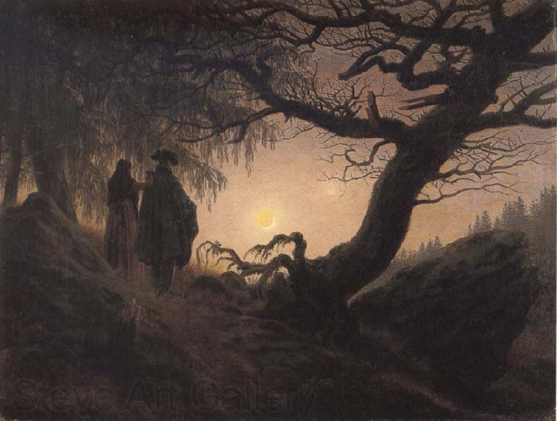 Caspar David Friedrich Man and Woman contemplating the Moon